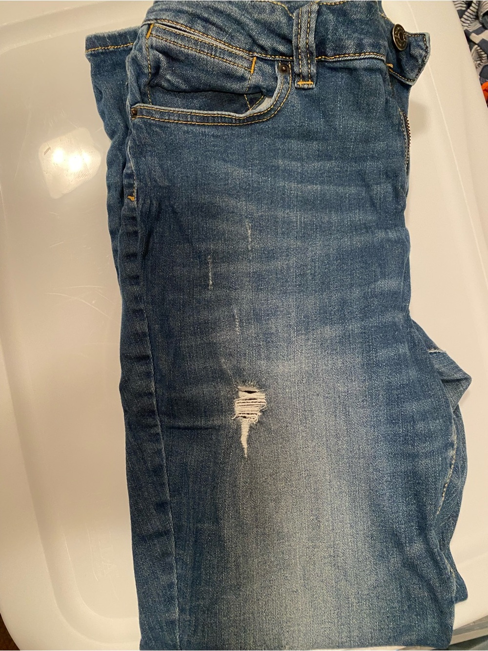 G.H. Bass & Co. Light Blue Denim Jeans with Gold Stitching